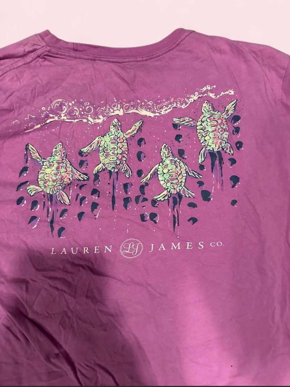 Lauren James Purple Tee with Colorful Turtle Graphic